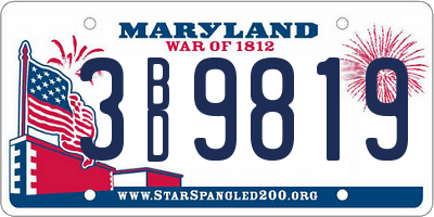 MD license plate 3BD9819