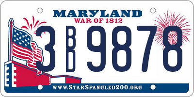 MD license plate 3BD9878