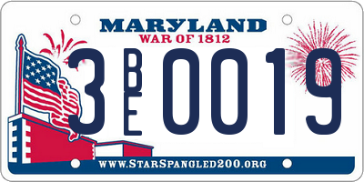 MD license plate 3BE0019