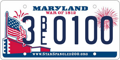 MD license plate 3BE0100