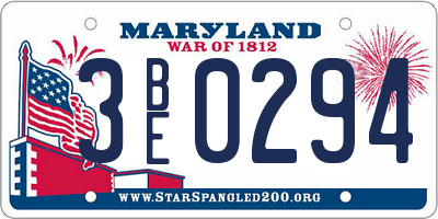 MD license plate 3BE0294