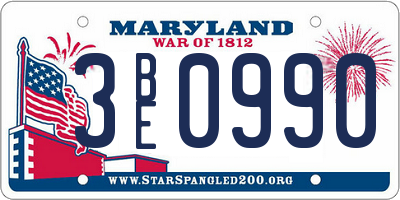 MD license plate 3BE0990