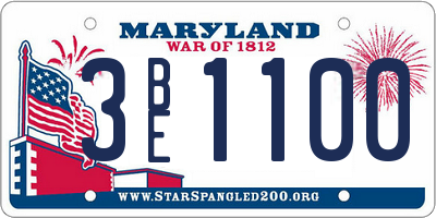 MD license plate 3BE1100