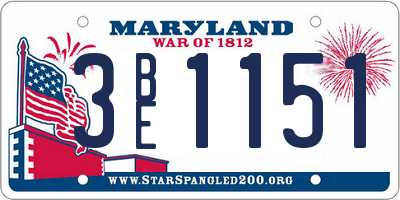 MD license plate 3BE1151