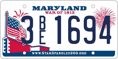 MD license plate 3BE1694