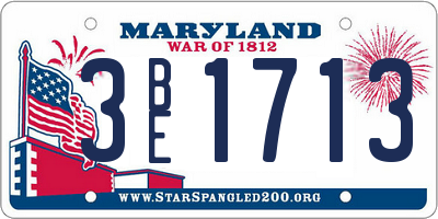 MD license plate 3BE1713
