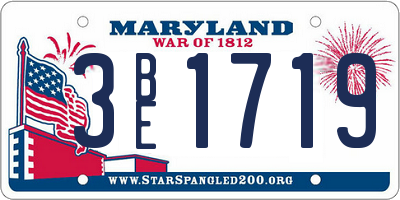 MD license plate 3BE1719