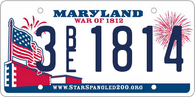 MD license plate 3BE1814