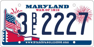 MD license plate 3BE2227