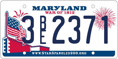 MD license plate 3BE2371