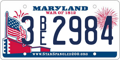 MD license plate 3BE2984