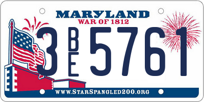 MD license plate 3BE5761