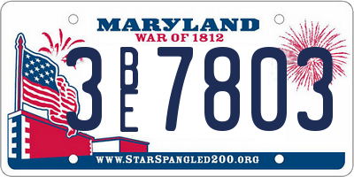 MD license plate 3BE7803