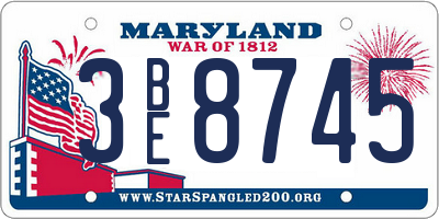 MD license plate 3BE8745