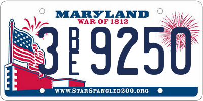MD license plate 3BE9250