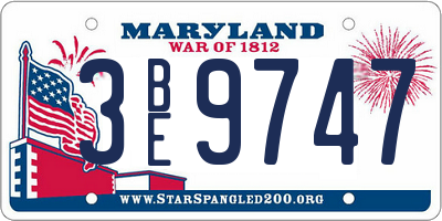 MD license plate 3BE9747