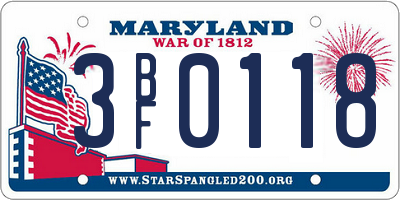 MD license plate 3BF0118