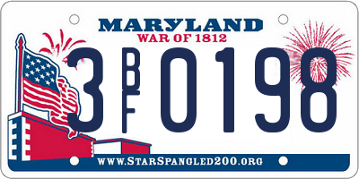 MD license plate 3BF0198