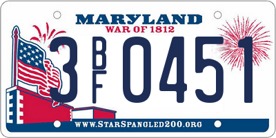 MD license plate 3BF0451