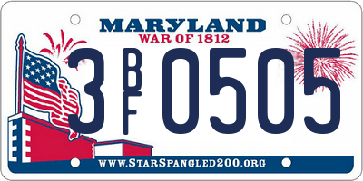 MD license plate 3BF0505