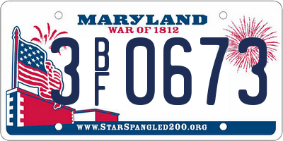 MD license plate 3BF0673