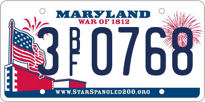 MD license plate 3BF0768
