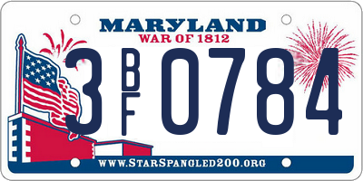 MD license plate 3BF0784