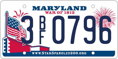 MD license plate 3BF0796