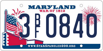 MD license plate 3BF0840