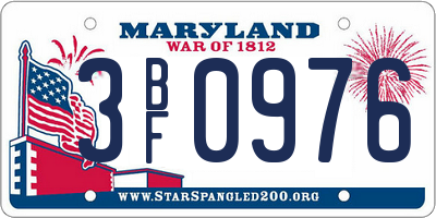 MD license plate 3BF0976
