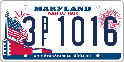 MD license plate 3BF1016