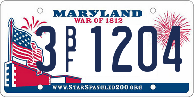 MD license plate 3BF1204
