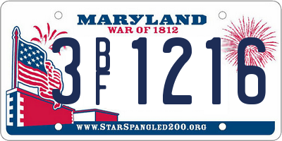 MD license plate 3BF1216
