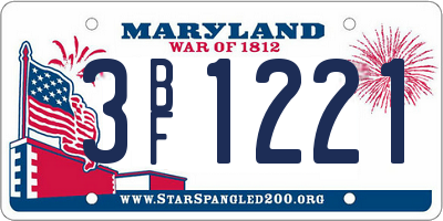 MD license plate 3BF1221