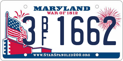 MD license plate 3BF1662