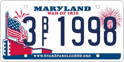 MD license plate 3BF1998