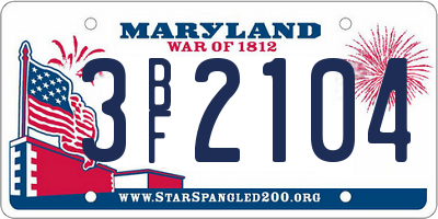MD license plate 3BF2104