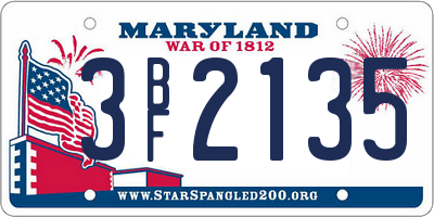 MD license plate 3BF2135