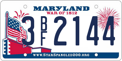 MD license plate 3BF2144