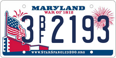 MD license plate 3BF2193