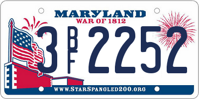 MD license plate 3BF2252