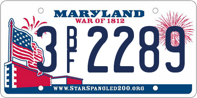 MD license plate 3BF2289