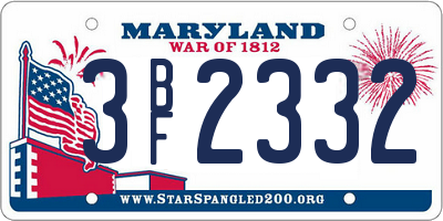 MD license plate 3BF2332
