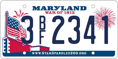 MD license plate 3BF2341