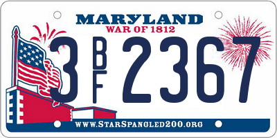 MD license plate 3BF2367