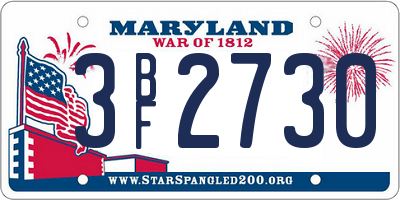 MD license plate 3BF2730