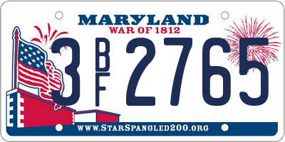 MD license plate 3BF2765