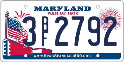 MD license plate 3BF2792