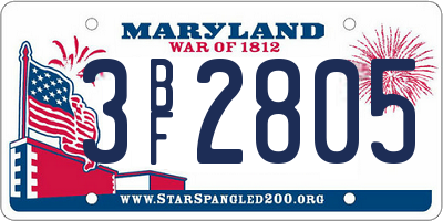 MD license plate 3BF2805