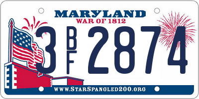 MD license plate 3BF2874